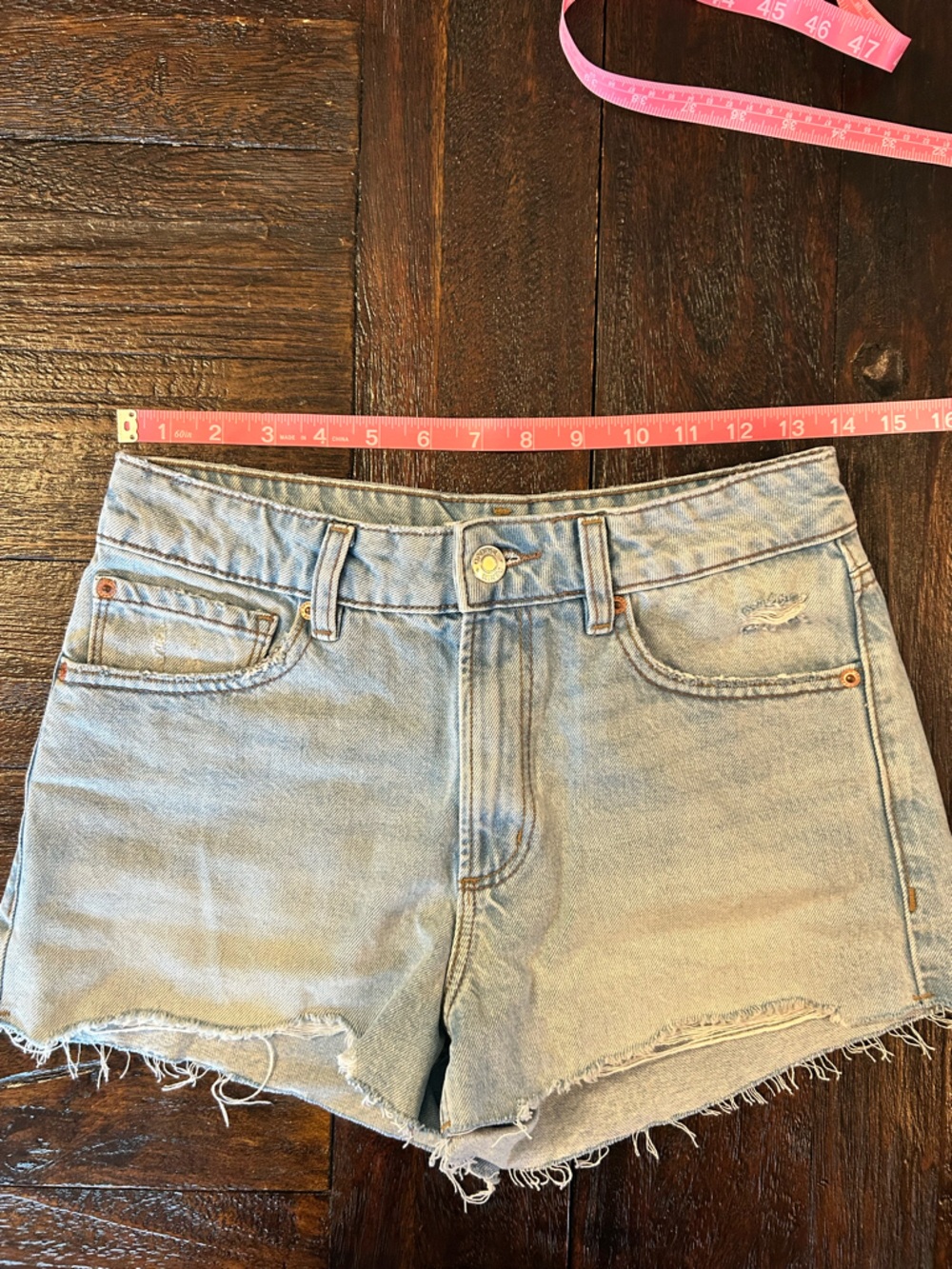 Garage Light Blue Distressed Cuff Offs Denim Jean Shorts - Picture 4 of 7